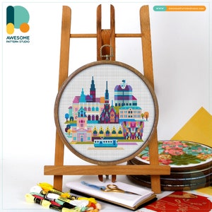 Gothenburg, Sweden, Europe: Cross Stitch Pattern and Kit - Modern Cross Stitch Needlework Art, CS1013
