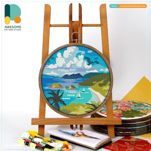 Maagdeneilanden, VS, Caribisch kruissteekpatroon en -pakket – moderne borduurkunst voor creatieve borduurliefhebbers, CS1171