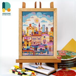 Perugia Italy CS3408, Counted Cross Stitch Pattern KIT and PDF | Embroidery Pdf Pattern Download | Cross Stitch Kits | How To Cross Stitch CS3408-2(120 x 162)