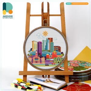 Fort Worth, USA, America Cross Stitch Pattern and Kit - Modern Needlework Art and Embroidery Sampler, CS332