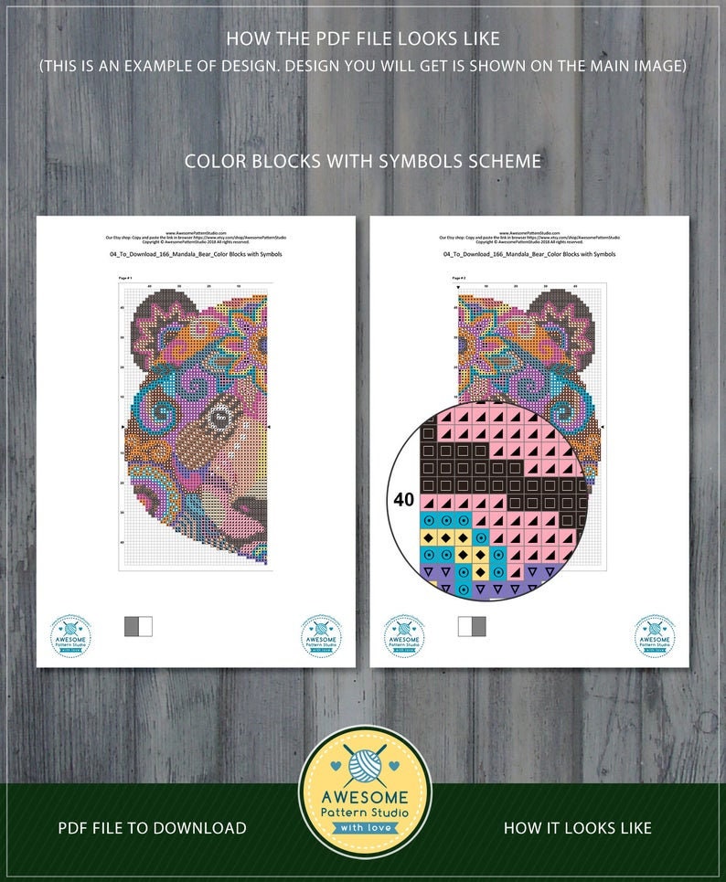 Mandala Wolf P440 Cross Stitch Embroidery Pattern Download Stitching Cross Stitch Designs Cross Stitch Embroidery Cross Designs image 8