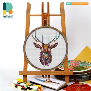 Mandala Deer CS240, Counted Cross Stitch Pattern KIT and PDF | Cross Stitch Designs | Stitch Design | Embroidery Kits