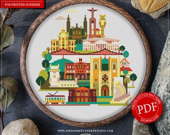 Lisbon #P628 Embroidery Cross Stitch Pattern Instant Download | Cross Stitch Kits | Embroidery Kits | Embroidery Designs | Stitch Patterns