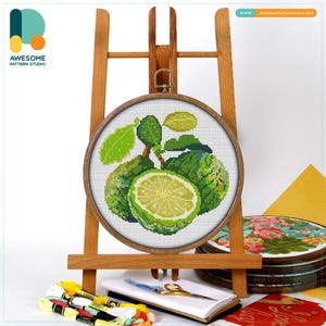 Bergamot Slice Cross Stitch Pattern and Kit: Modern Needlework Art, Simple Embroidery Sampler for Beginners, CS1030