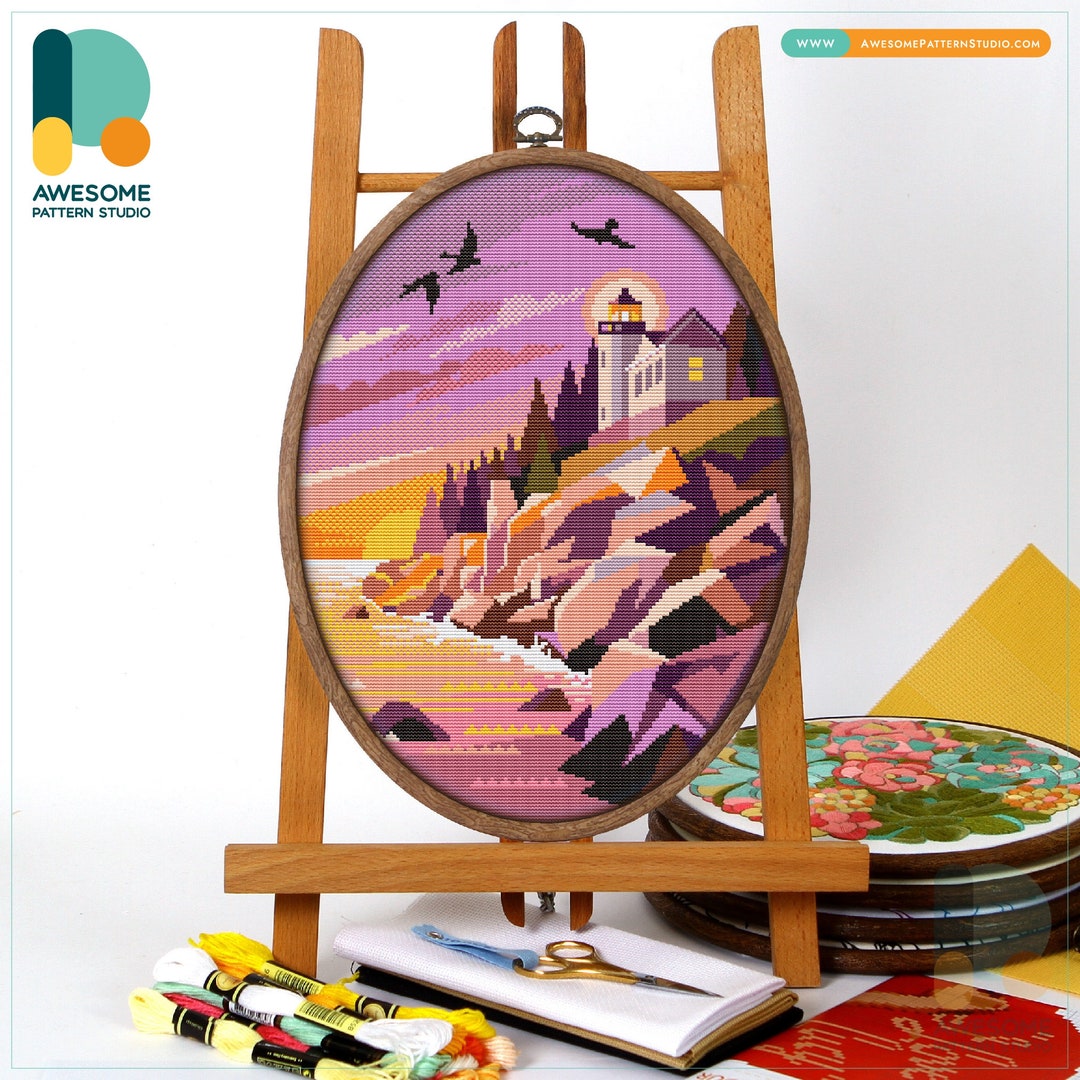 Awesome Pattern Studio Kreuzstich-Set 'Acadia National Park' – Komplett Mit Allem, Was Du Brauchst