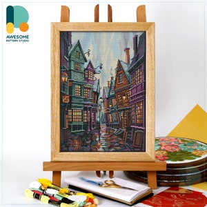 Diagon Alley CS2475, Counted Cross Stitch Pattern KIT and PDF | Embroidery Pdf Pattern Download | Cross Stitch Kits | How To Cross Stitch