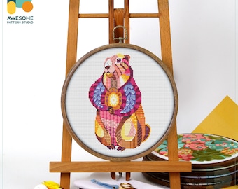 Mandala Gopher CS1254, Counted Cross Stitch Pattern KIT and PDF | Needlepoint | Needlepoint Kits | Stitch Patterns | Embroidery Kits