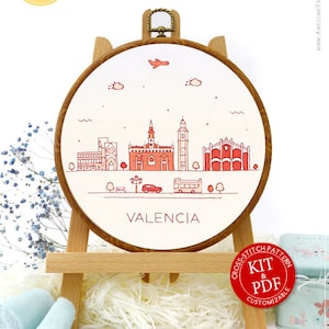 Valencia, Spain, Europe Embroidery Kit and Pattern: Boho Decor and Modern Embroidery Sampler Gift