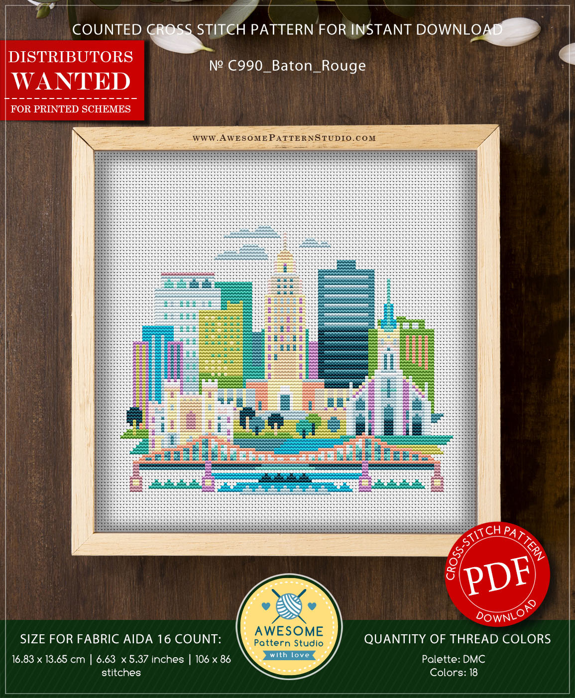Baton Rouge Louisiana P990 Cross Stitch Pattern Cross Stitch Etsy