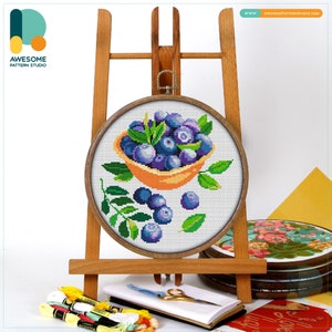 Bilberries CS1068, Counted Cross Stitch Pattern KIT and PDF | Cross Designs | Needlepoint | Cross Stitch Designs | Embroidery Stitches