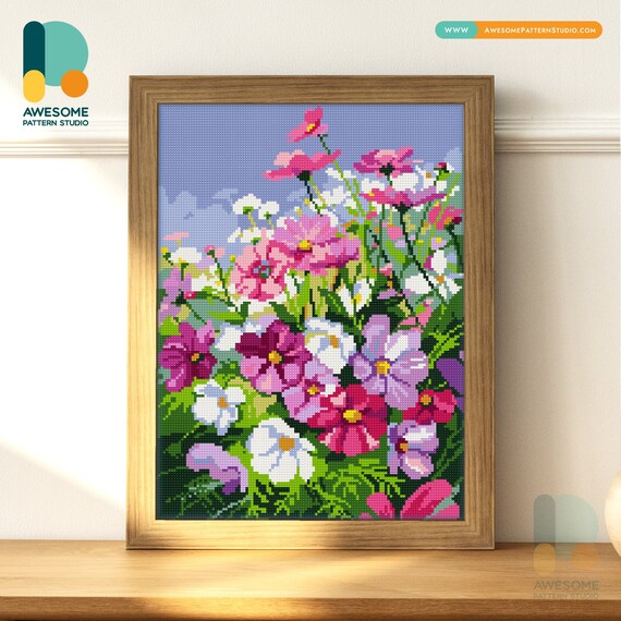 Cosmos e fiori di Dianthus DS966, Diamond Painting DIY KIT / Full Diamond  Painting / Pattern -  Italia