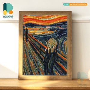L'urlo di Edvard Munch DS2205, KIT fai da te per pittura diamante / Kit pittura diamante / Kit arte diamante per adulti / Tutti gli articoli inclusi