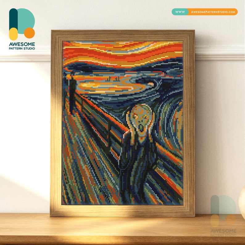 The Scream By Edvard Munch Diamond Painting Kit - Modern 5d Diamond Painting Art Mosaic Kit Sampler, DS2205 image 1