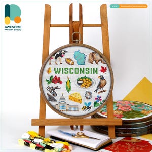 Wisconsin, USA Collection Cross Stitch Pattern and Kit: Modern Cross Stitch and Embroidery Sampler for Unique Needlework Art, CS1927