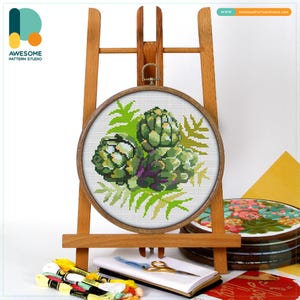 Artichoke Cross Stitch Pattern and Kit: Modern Needlework Art for Simple Embroidery Sampler Enthusiasts, CS1025