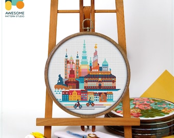 Copenhagen CS917, Counted Cross Stitch Pattern KIT and PDF | Embroidery | Stitch Design | Needlepoint Kits | Cross Stitch Designs