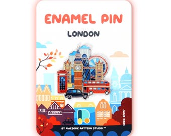 Enamel Pin - London, Great Britain. Hard Enamel Pin, Enamel Pin Display, Pinback Button, Stick Pins,  Lapel Pin, Acrylic Pin, EP017