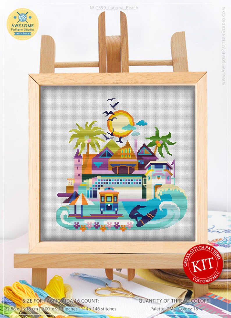 Laguna Beach K359 Cross Stitch Kit Stitching Embroidery Etsy