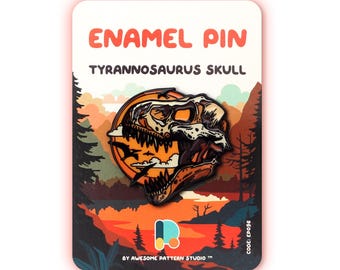 Tyrannosaurus-skalle emaljnål – Dinosauriefossil hård emaljnål, förhistorisk skelettbrosch, paleontologisk gåva, samlarsmycken EP096