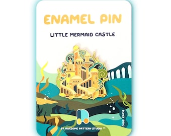 Emaille Pin - Die kleine Meerjungfrau Schloss. Hard Enamel Pin, Emaille Pin, Pinback Button, Stick Pins, Anstecknadel, Acryl Pin, EP048
