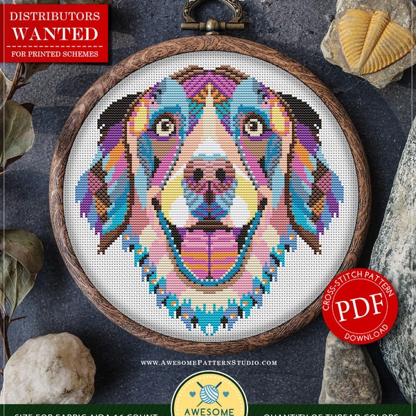 Mandala Dog #P224 Cross Stitch Embroidery PDF Pattern Download | Cross Stitch Patterns | How To Cross Stitch | Cross Pattern | Cross Designs