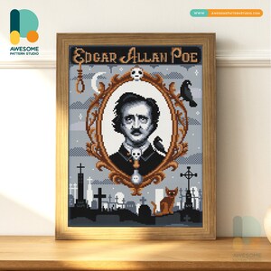 Edgar Allan Poe DS1983, KIT fai da te per pittura diamante / Kit pittura diamante / Kit arte diamante per adulti / Kit punti diamante 5d trapano completo