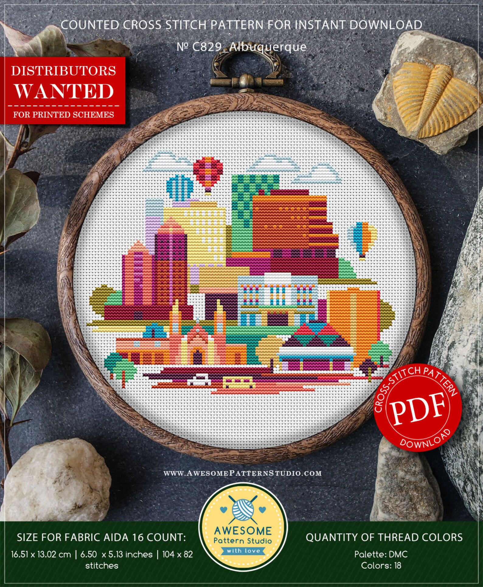 Albuquerque New Mexico P829 Cross Stitch Pattern Cross Etsy
