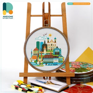 Lucerne, Switzerland, Europe Cross Stitch Kit and Pattern: Modern Cross Stitch for Needlework Art Enthusiasts, CS662