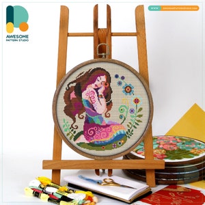Zodiac Virgo Cross Stitch Pattern and Kit: Modern Needlework Art for Beginners and Enthusiasts, Includes PDF Pattern, CS187