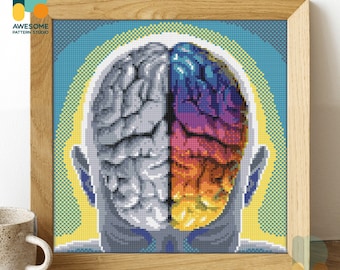 Colorful Brain Diamond Painting Kit - Modern Diamond Painting 5d Diamond Painting Art for Creative Mosaic Kit Lovers, DS108
