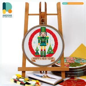 Nutcracker New Year Cross Stitch Pattern and Kit: Modern Cross Stitch Needlework Art for Festive Embroidery Sampler Enthusiasts, CS1505