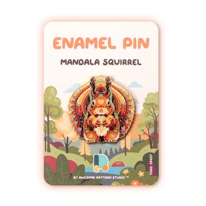 Mandala Ekorre Emaljnål – Kavajnål med Hård Emalj Djurmotiv, Söt Skogsbrosch, Boho Natursmycken, Gåva För Skogsälskare EP037
