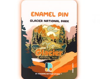 Pin esmaltado - Parque Nacional Glaciar. Pin de esmalte duro, expositor de pines esmaltados, botón con broche, pines adhesivos, pin de solapa, pin acrílico, EP071