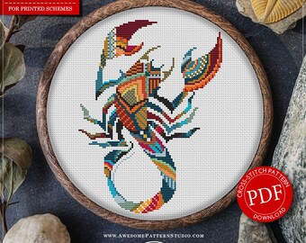 Mandala Scorpio #P276 Embroidery Cross Stitch Pattern Download | Cross Stitch Patterns | Needlepoint | Counted Cross Stitch