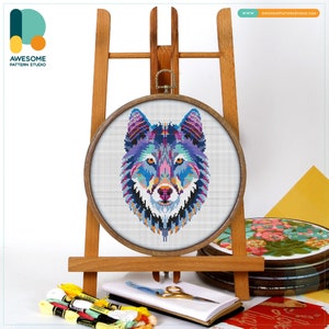 Mandala Wolf CS209, Counted Cross Stitch Pattern KIT and PDF | Pattern Instant Download | Pattern Instant Download | Embroidery Stitches