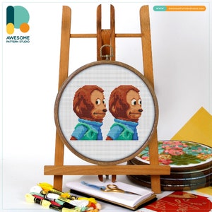 Meme Monkey Cross Stitch Pattern and Kit - Funny Modern Cross Stitch Needlework Art for Creative Embroidery Lovers, CS1660
