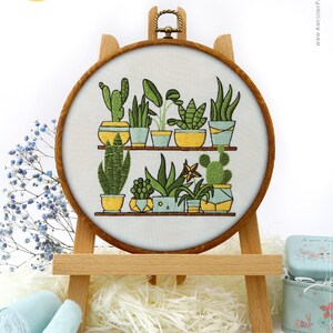 Potted Plants Embroidery Kit and Pattern: 3D Embroidery Art for Boho Decor and Adult Crafts