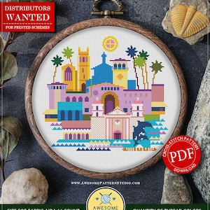 Santa Barbara #P606 Embroidery Cross Stitch Pattern Instant Download | Cross Stitch Kits | Embroidery Kits | Stitch Design | Stitch Patterns