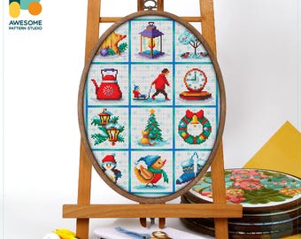 Winter Wonderland Scenes Cross Stitch Pattern and Kit Modern Cross Stitch Needlework Art, CS1430