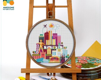 Tulsa, USA, America Cross Stitch Pattern and Kit - Modern Cross Stitch and Needlework Art for Beautiful Embroidery Sampler, CS635