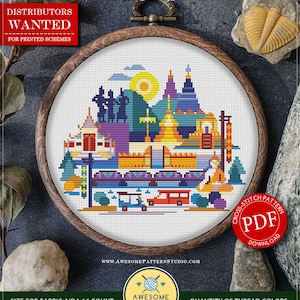 Chiang Mai, Thailand #P915 Cross Stitch Pattern Cross Stitch Embroidery Pattern Instant Download Cross Stitch Kits | Cross Stitch World