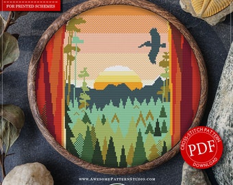 Redwood National Park  #P580 Cross Stitch Embroidery Pattern Instant Download | Cross Stitch Kits | Needlepoint | Counted Cross Stitch
