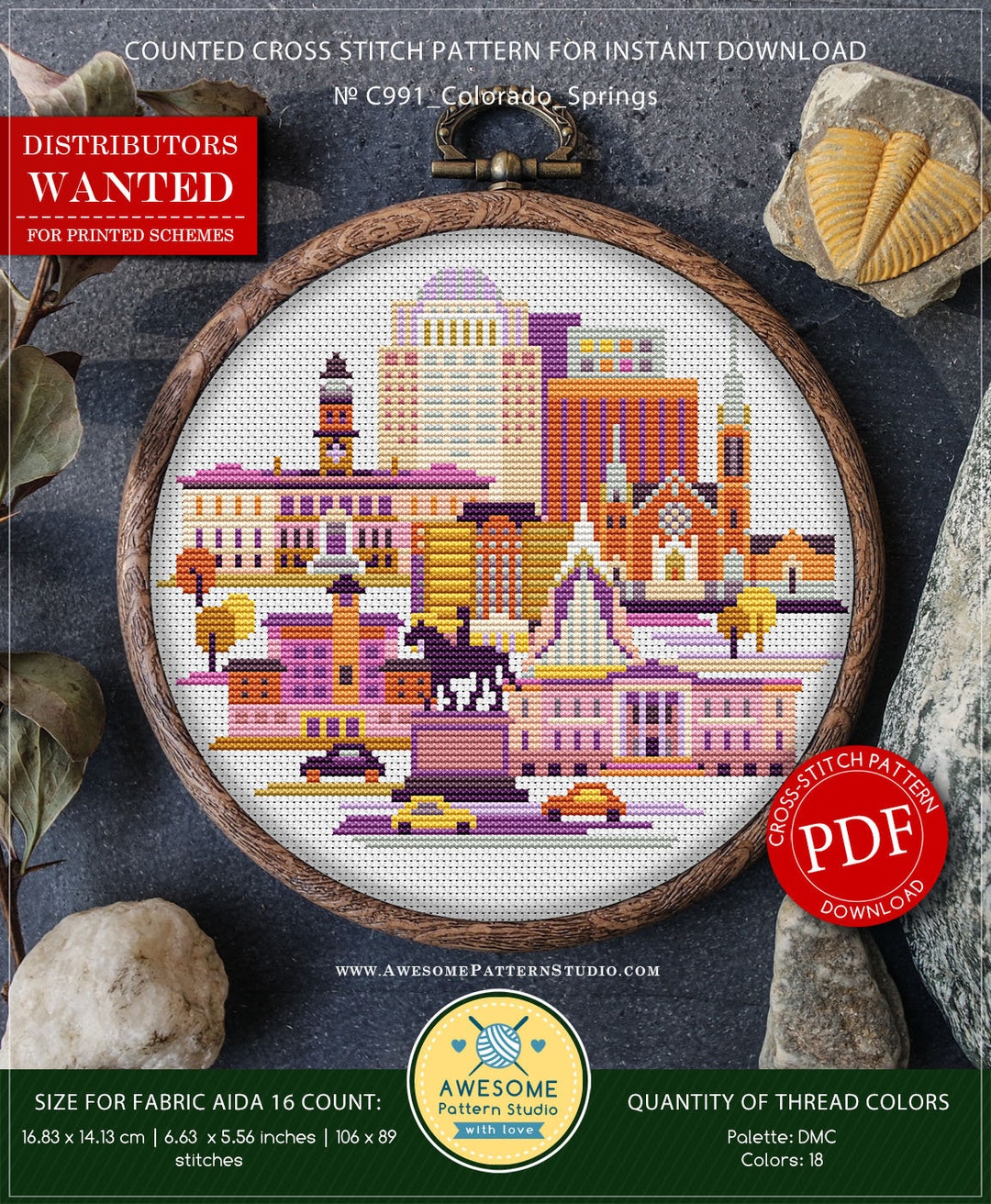 Colorado Springs, Colorado P991 PDF Cross Stitch Pattern Cross Stitch