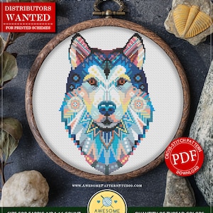 Mandala Alaskan Malamute #P530 Embroidery Cross Stitch Pattern Download | Cross Stitch Patterns | How To Cross Stitch | Embroidery Designs