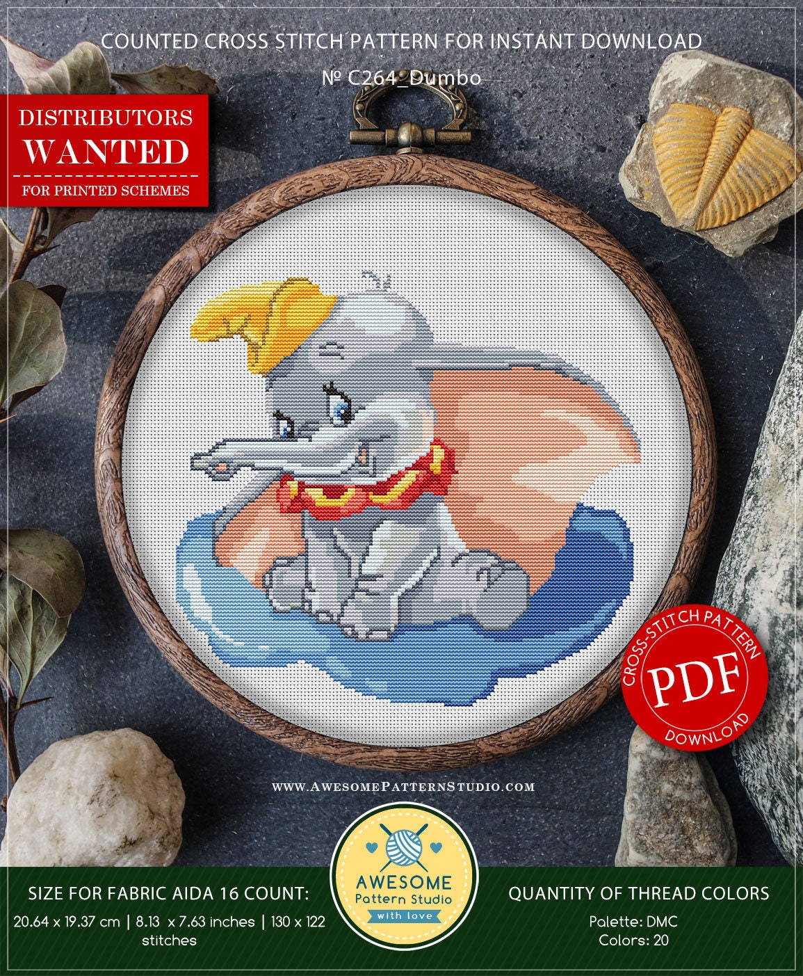 Dumbo P264 Embroidery Cross Stitch Pattern Download Cross Etsy