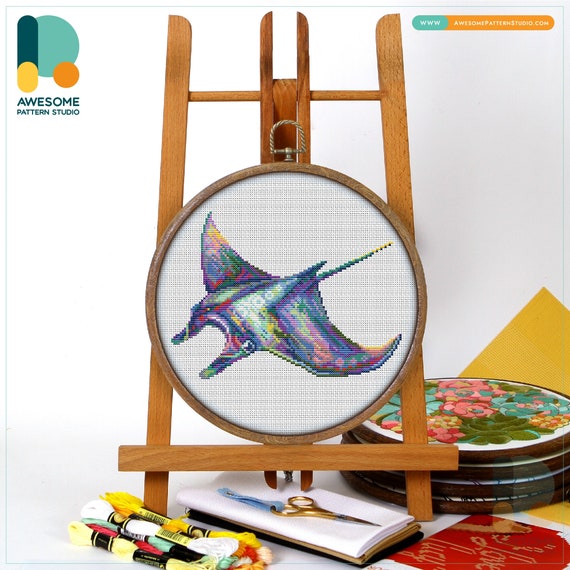 Giant Manta CS1352, Counted Cross Stitch Pattern KIT and PDF Embroidery  Pattern Instant Download Cross Stitch Kits Embroidery Kits 