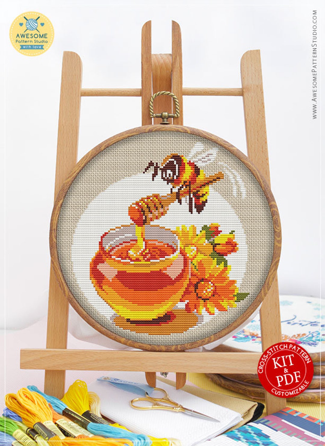 Bee CS009 Counted Cross Stitch Pattern KIT and PDF Cross Etsy