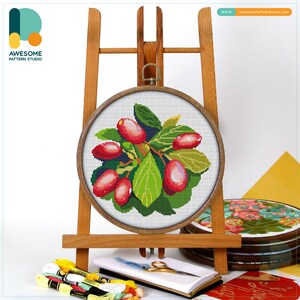 Cornelian Cherry CS985, Counted Cross Stitch Pattern KIT and PDF | Cross Pattern | Embroidery | Pdf Pattern Download | Cross Stitch Designs