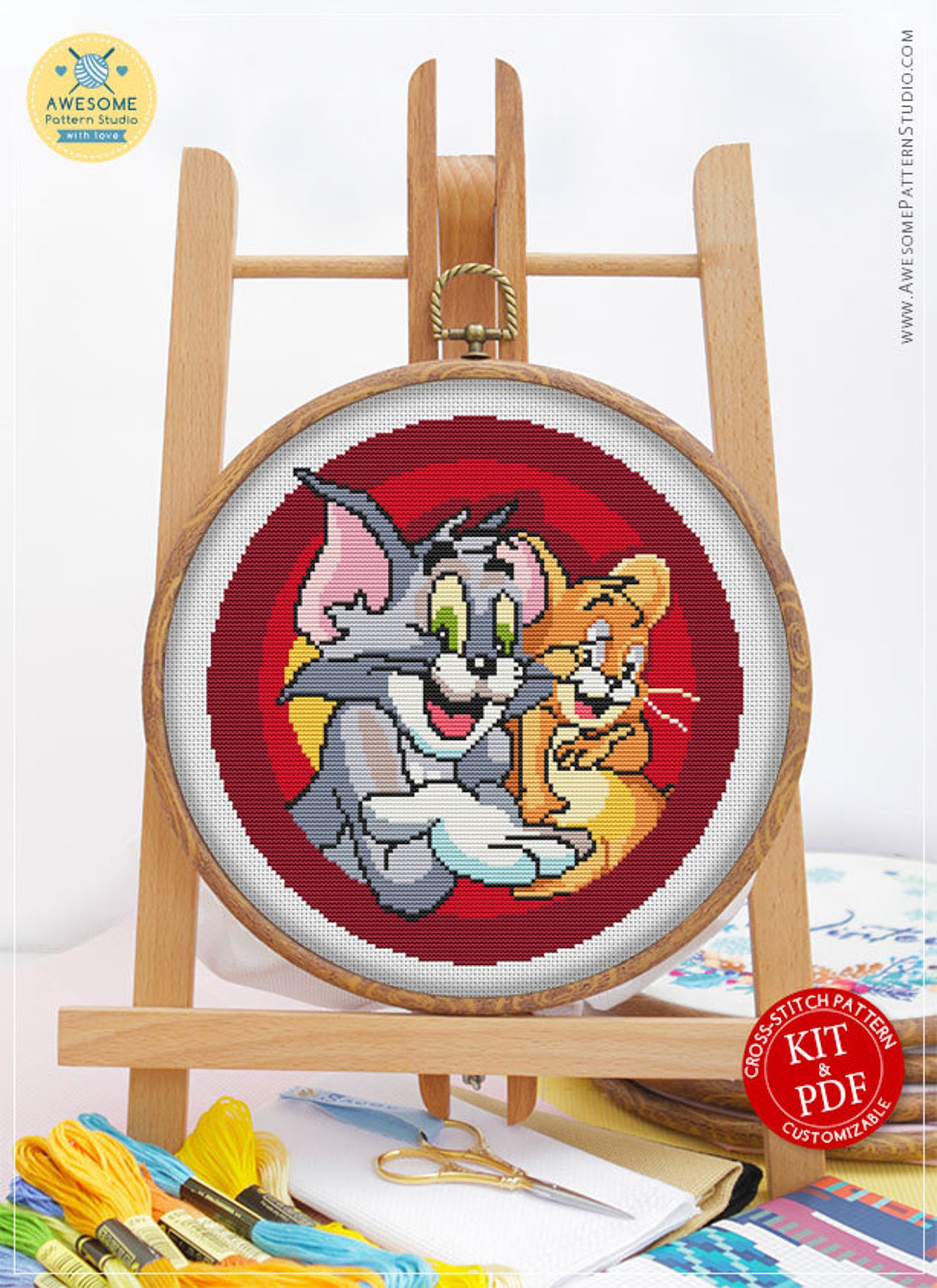 Tom and Jerry CS719 Counted Cross Stitch Pattern KIT and PDF Etsy