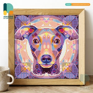 Mandala levrieri italiani DS2122, KIT fai da te per pittura diamante / Kit pittura diamante / Kit arte diamante per adulti / Tutti gli articoli inclusi